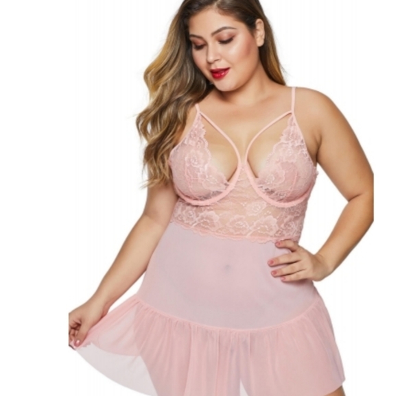PINK PLUS SIZE CHEMISE - Picture 7 of 7